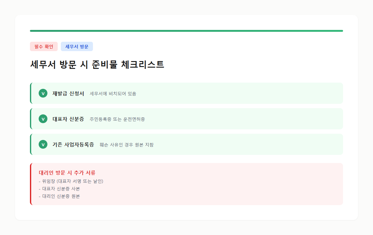 세무서 방문 사업자등록증 재발급 시 필요 서류 체크리스트
