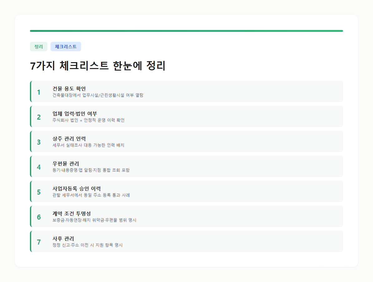 7가지 체크리스트 한눈에 정리